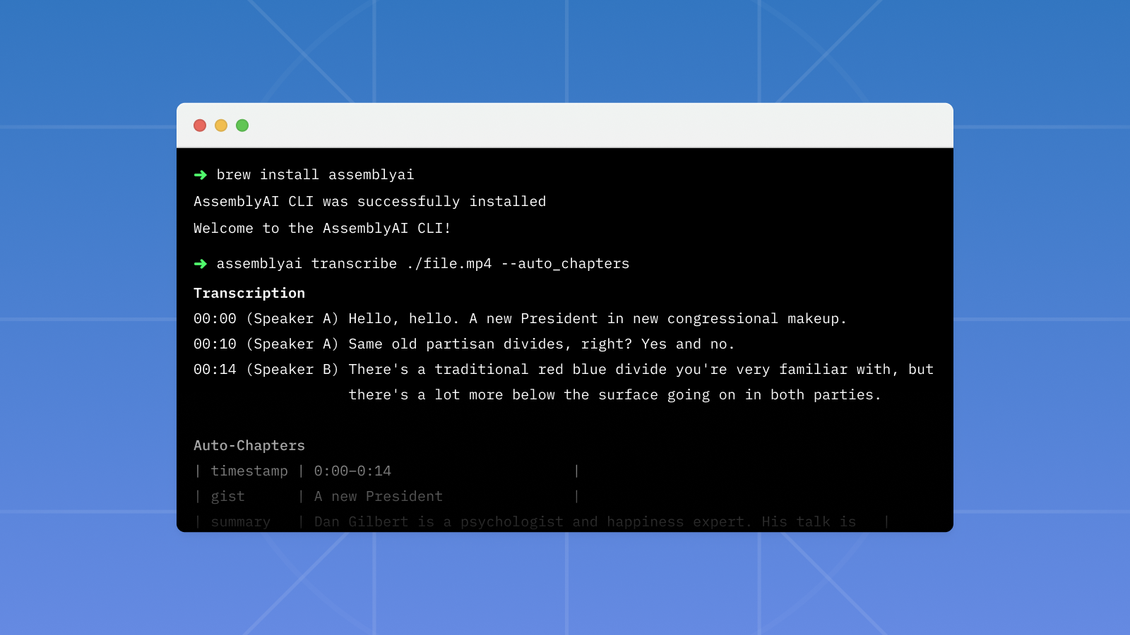 Transcribe audio or video files right from your terminal