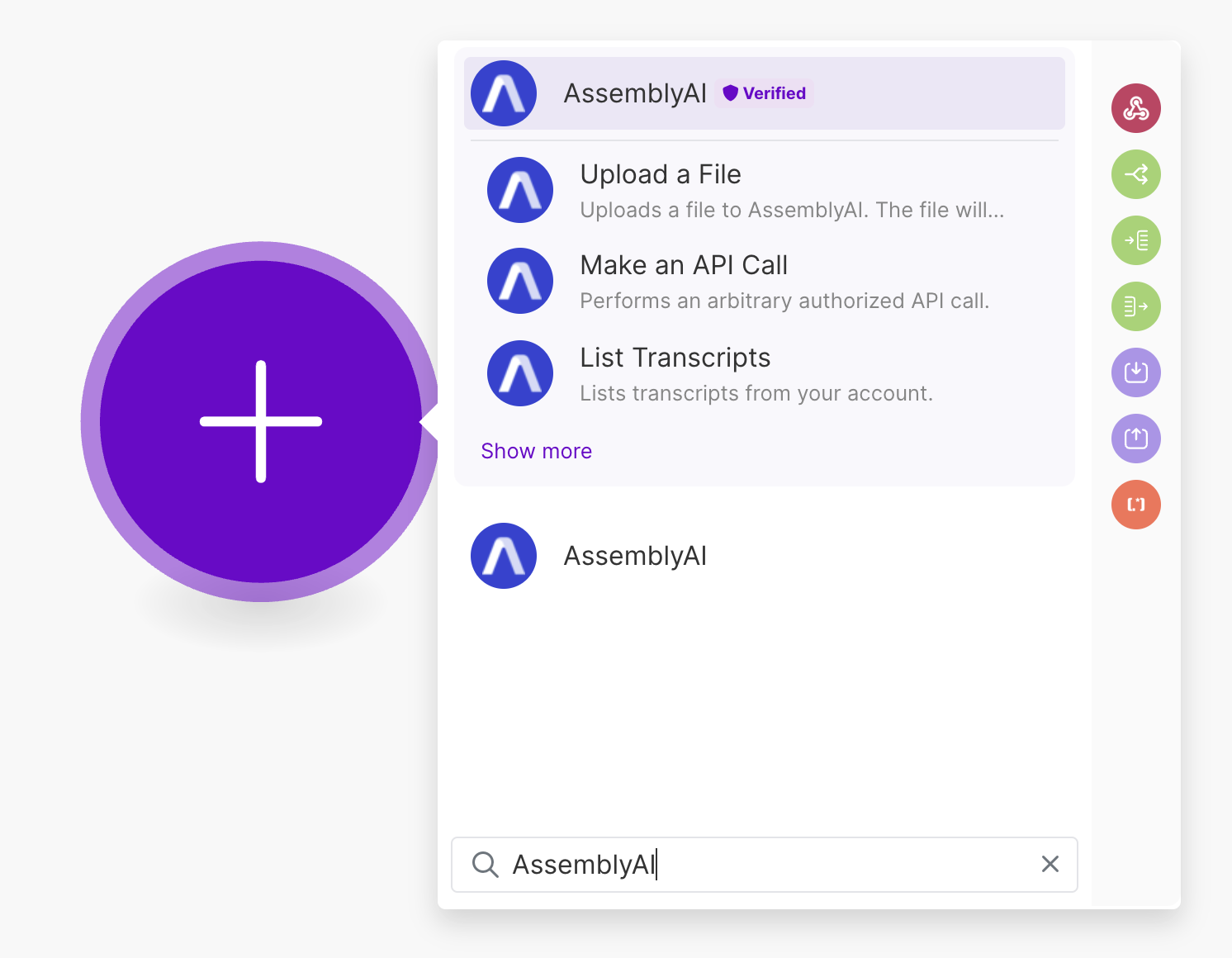 Search for AssemblyAI modules in Make